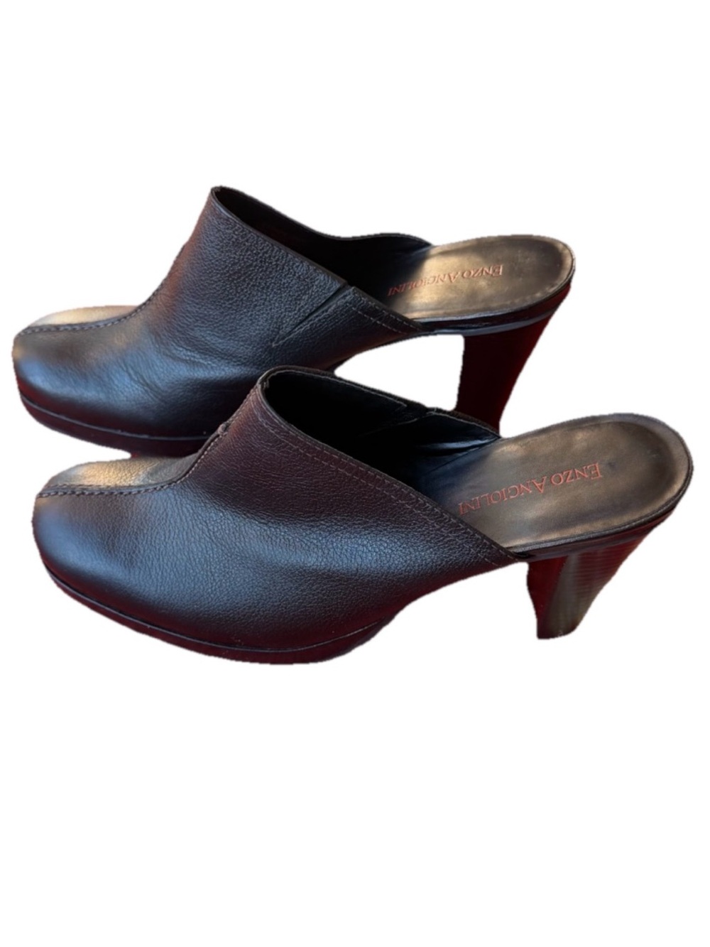 Enzo Angiolini Women's Shoes Sz 9.5 Black Leather Slip-On Mules